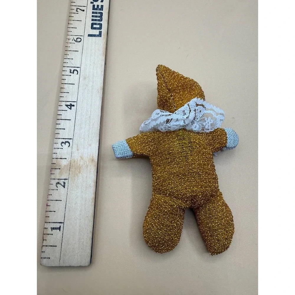 Vintage Pixie Clown Doll Ornament W/ Gold, Silver & Lace W/‎ Blue Blinking Eyes